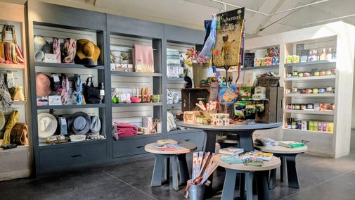 A view of the summer display in the shop at Packwood House, Warwickshire